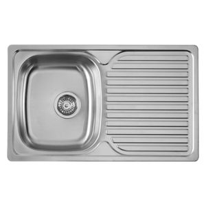 Fregadero un pozo con escurridor 80x48 cm, para empotrar, modelo reversible. - FV