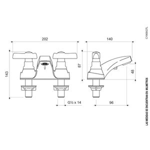 Juego Centerset 4" para Lavabo Línea Fiori Lever - FV