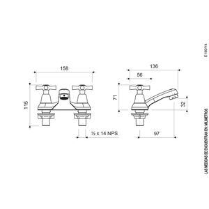Juego Centerset 4" para Lavabo Línea Crux - FV