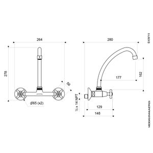 Juego con Mezcladora Externa de Pared para Cocina Línea Crux - FV