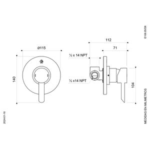 Juego Mezclador Monocomando para Ducha Línea Elipsis - FV