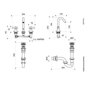 Juego de 8" para Lavabo Línea Fiori Lever - FV