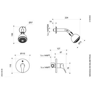 Juego Monocomando para Ducha Línea Flow E - FV