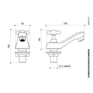 Llave para Lavabo Línea Cruz Fija - FV