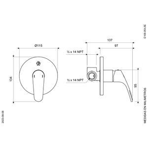 Juego Mezclador Monocomando para Ducha Línea Iguazú E - FV