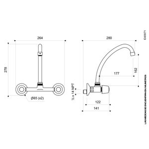 Juego con Mezcladora Externa de Pared para Cocina Línea Capri - FV