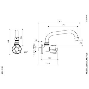 Llave de Pared con Pico Alto para Cocina Línea Euro Style - FV