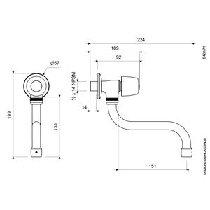 Llave de Pared con Pico Bajo para Cocina Línea Capri - FV