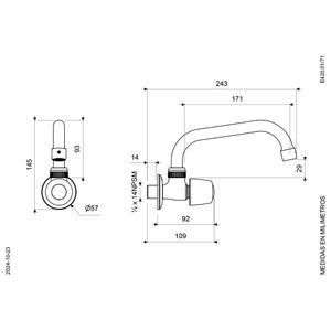 Llave de Pared con Pico Alto para Cocina Línea Capri - FV