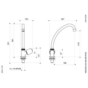 Llave con Pico Bar para Cocina Línea Lúmina - FV