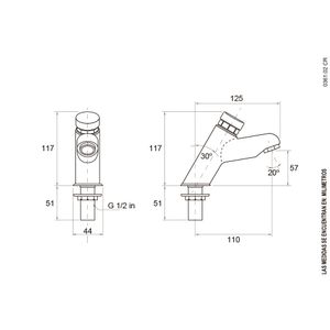 Llave Pressmatic de Mesa para Lavabo con Pico Inclinado - FV