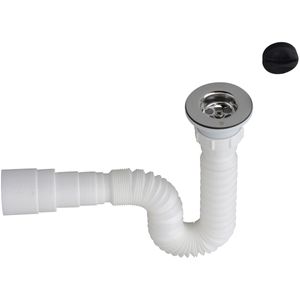 Conjunto Desagüe de 1 1/2" con Tapón y Sifón Plástico Extensible - FV