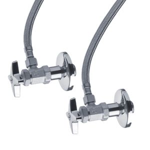 Conjunto Llaves Angulares con Manguera Flexible 16" para Lavabo - FV