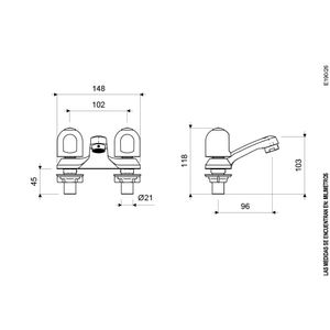 Juego Centerset 4" para Lavabo Línea Lúmina - FV