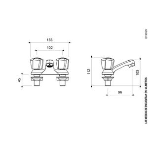 Juego Centerset 4" para Lavabo Línea Euro Style - FV
