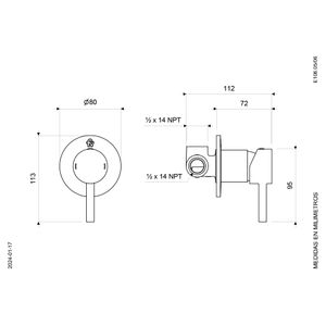 Juego Mezclador Monocomando para Ducha Línea Scala Lever - FV
