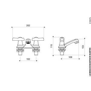 Juego Centerset 4" para Lavabo Línea Fiori Lever - FV