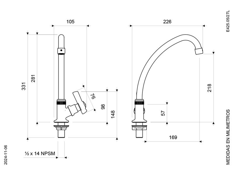 Llave-con-Pico-Bar-para-Cocina-Linea-Fiori-Lever
