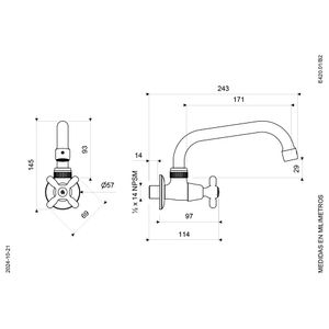 Llave de Pared con Pico Alto para Cocina Línea New Port - FV