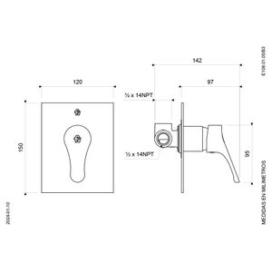 Juego Mezclador Monocomando para Ducha Línea Flow - FV