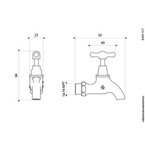 Llave de Pico Estándar - Manija "T" - Medida 1/2" - FV