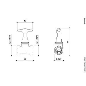 Llave de Paso Baja Estándar - Manija "T" - Medida 1/2" - FV