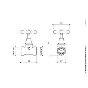 Llave de Paso Baja Estándar - Manija Cruz - Medida 1/2" - FV
