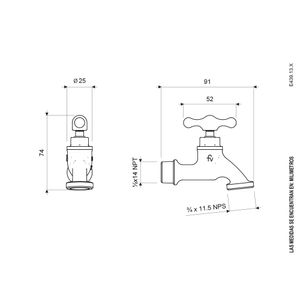 Llave de Manguera Estándar - Manija "T" - Medida 1/2" - FV