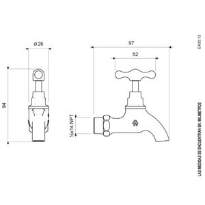 Llave de Pico Estándar - Manija "T" - Medida 1/2" - FV