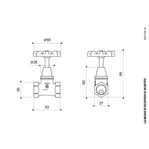 Llave de Paso Baja - Manija Redonda - Medida 1/2" - FV