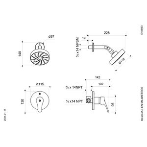 Juego Monocomando para Ducha Línea Flow - FV
