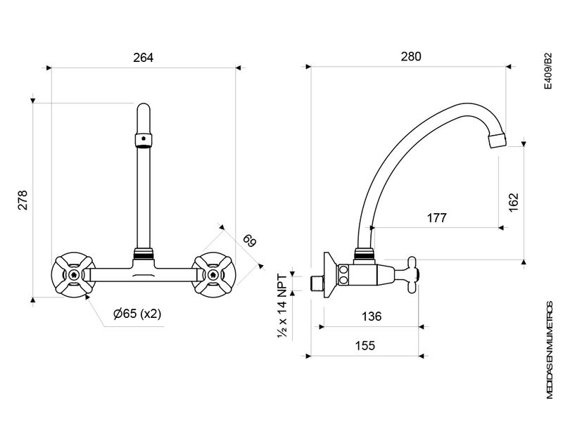 Juego-con-Mezcladora-Externa-de-Pared-para-Cocina-Linea-New-Port