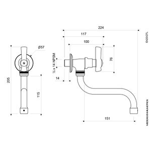 Llave de Pared con Pico Bajo para Cocina Línea Fiori Lever - FV