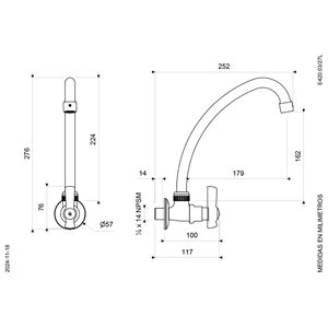 Llave de Pared con Pico Alto Plus para Cocina Línea Fiori Lever - FV