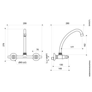 Juego con Mezcladora Externa de Pared para Cocina Línea Fiori Lever - FV