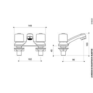 Juego Centerset 4" para Lavabo Línea Kansas - FV