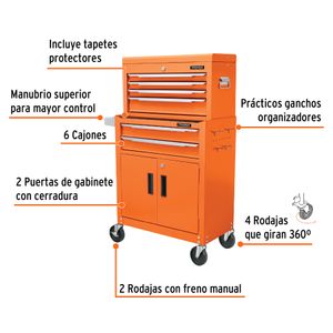 Gabinete metálico para herramientas, 6 cajones, 2 compartimentos - TRUPER