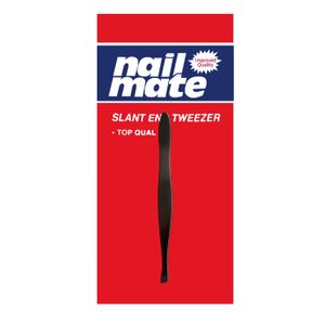 Pinza para depilar negra punta diagonal en blister. - NAIL MATE