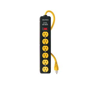 Cortapico lineal de 6 tomas, 75cm negro con amarillo - VOLTECK