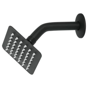 Cabeza de ducha cuadrada de 4" con brazo, negro mate - FOSET