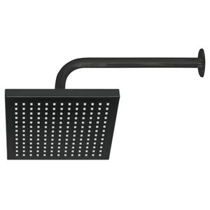 Cabeza de ducha cuadrada de 8" con brazo, negro mate - FOSET