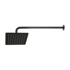 Cabeza de ducha cuadrada de 4" con brazo, negro mate de acero - FOSET