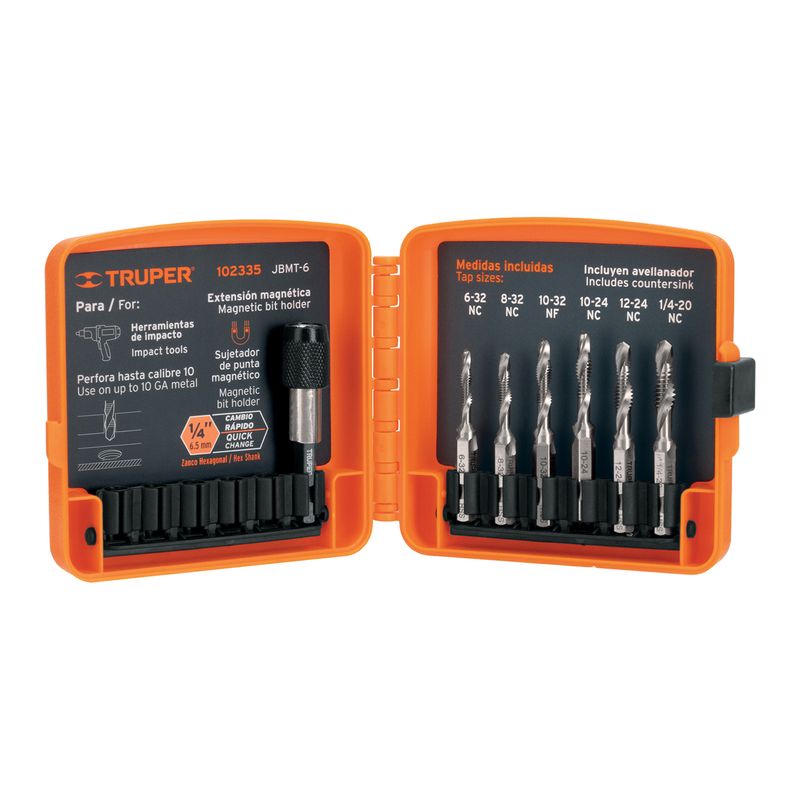 Juego-de-brocas-con-machuelo-para-metal-con-extension-magnetica