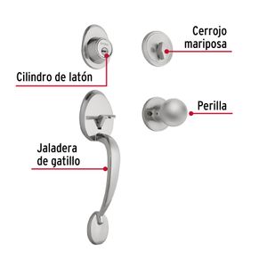 Juego de entrada cromo mate de llave-llave mariposa - HERMEX