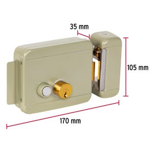 Cerradura derecha eléctrica con pulsador - HERMEX