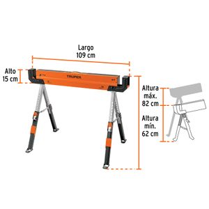 Caballete para mesa de trabajo, 600kg de capacidad - TRUPER