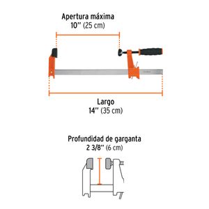 Prensa en "F" de 10" con 95kg de presión - TRUPER
