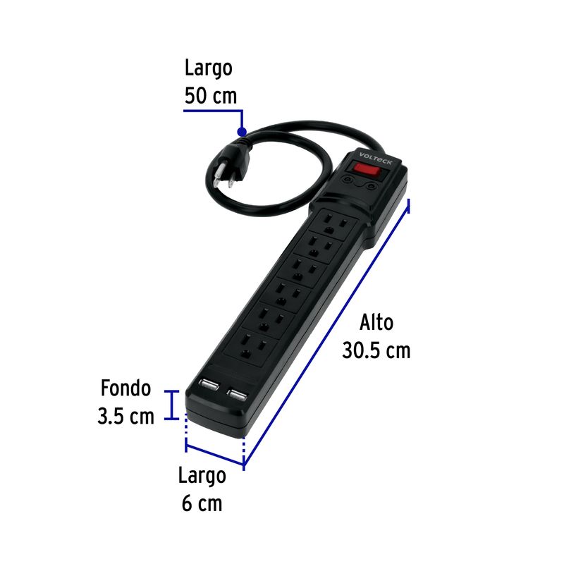 Cortapico-lineal-de-6-tomas-50cm-negro