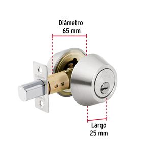 Cerrojo cromo mate de llave-llave - HERMEX