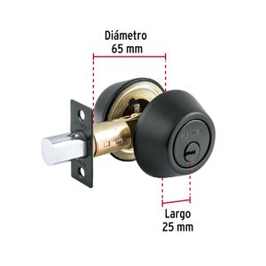 Cerrojo negro mate de llave-llave - HERMEX
